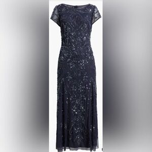 Pisarro Nights Midnight‎ Blue Beaded Gown Mother of Bride/Groom